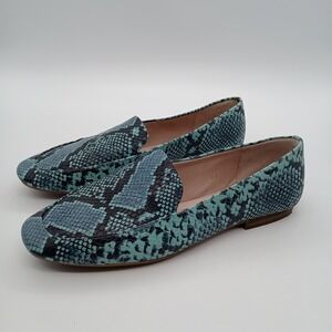 Gianni Bini Teal Snakeskin Embossed Loafers Almond Toe Flats Womens 8M